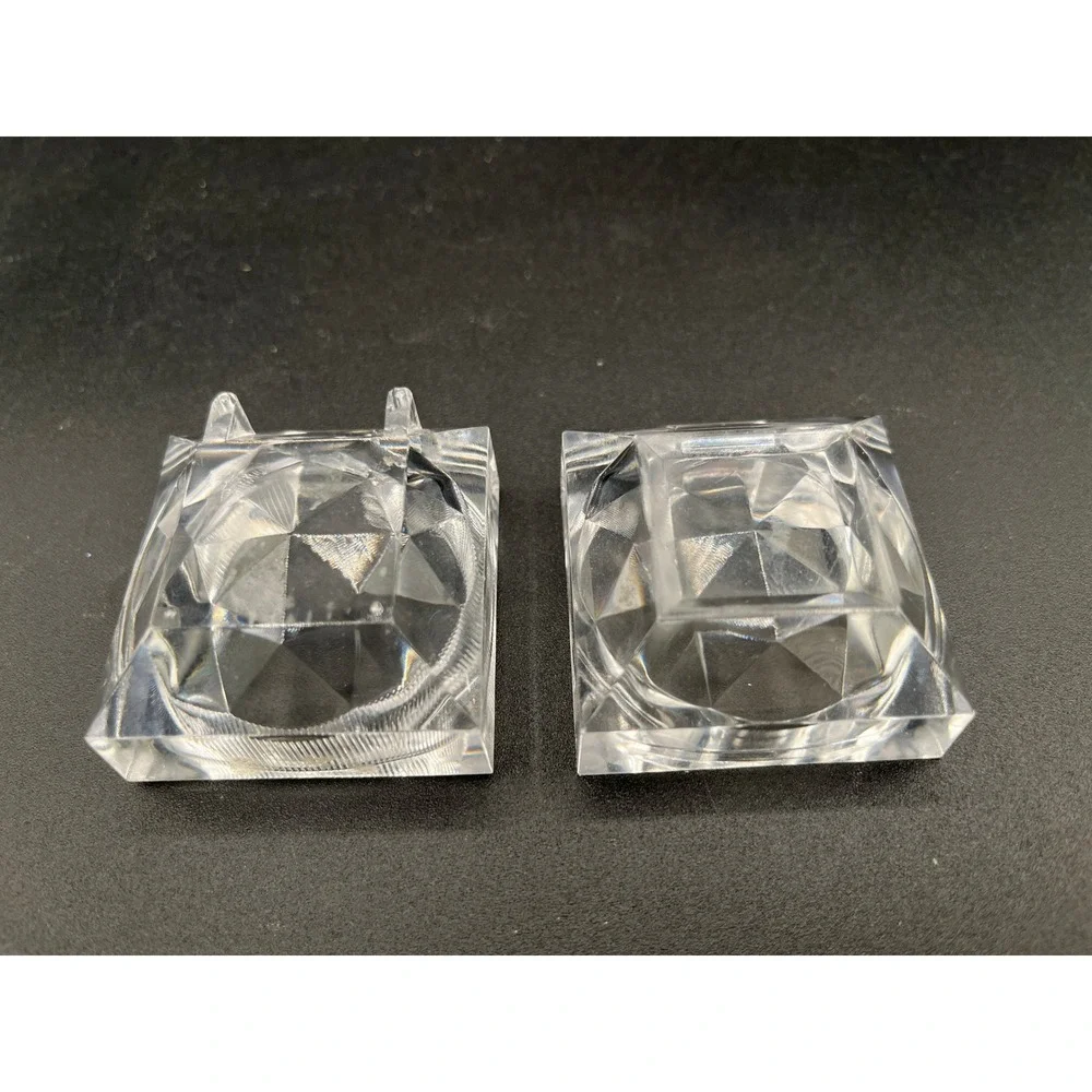 Set of 3 Clear Square Glass Plastic Salt Cellars Salt Dip‎ All Different